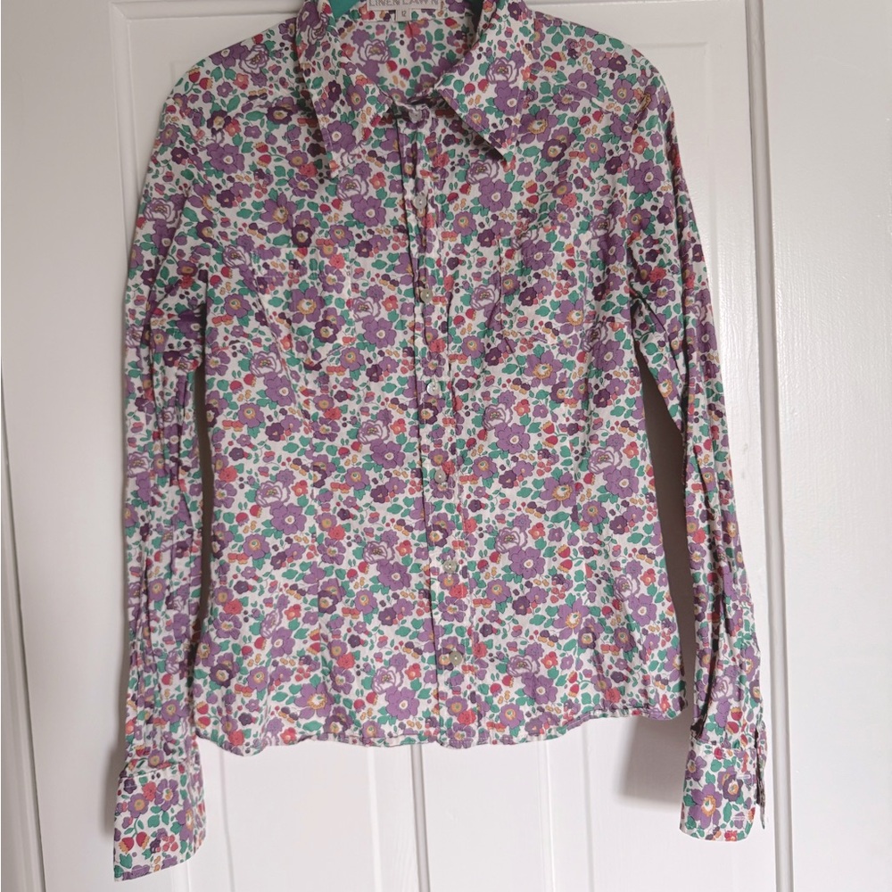 Liberty London Tana Lawn Floral Long Sleeve Button-Up Shirt size 8 (UK12)